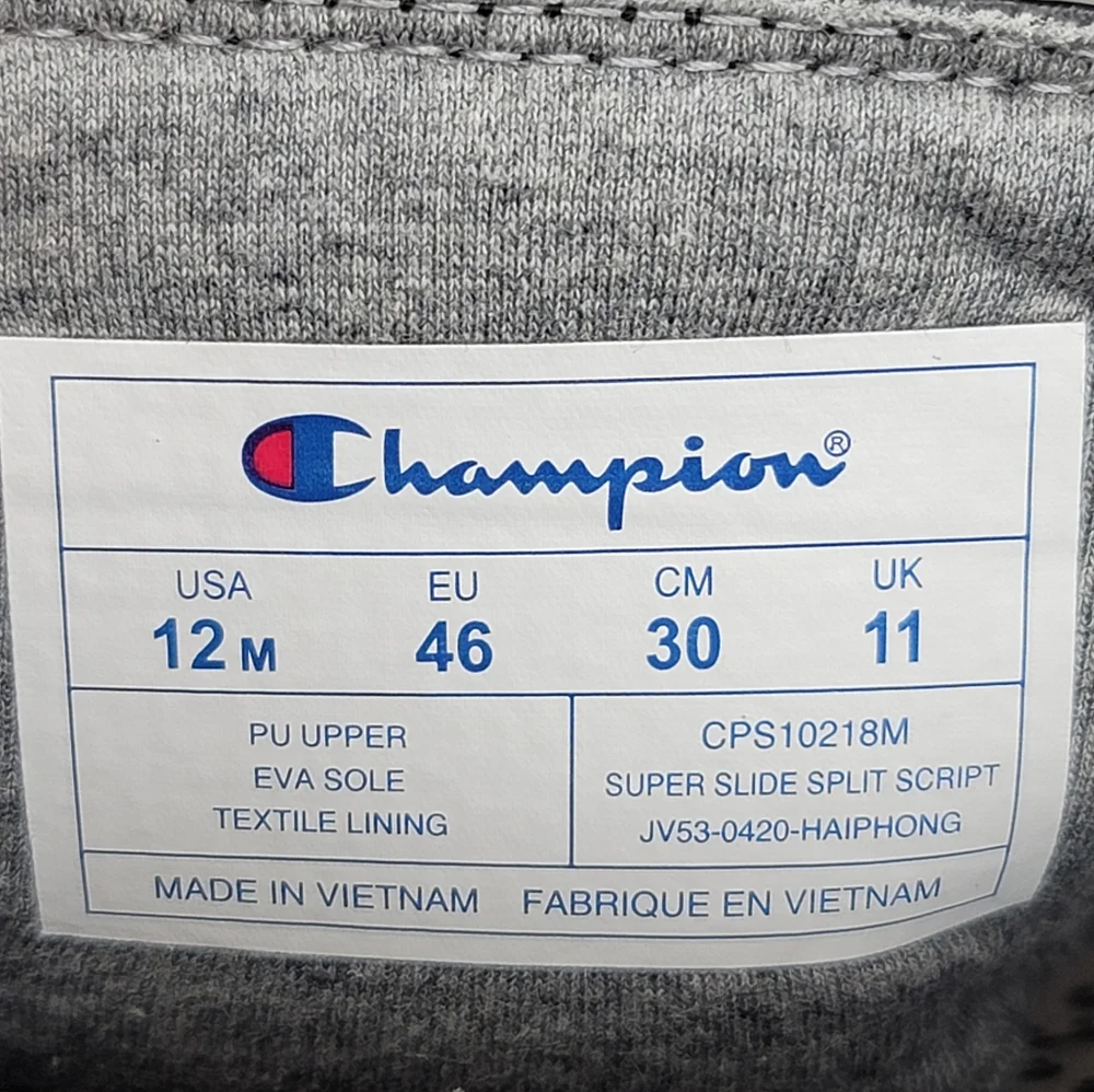 Champion Super Slide Split Script Logo Black Red Sandals